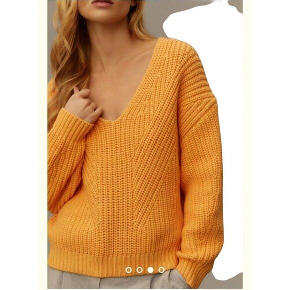 Anthropologie Maeve Sculptured Pullover Sweater Sherbet Orange Size S - Picture 7 of 10